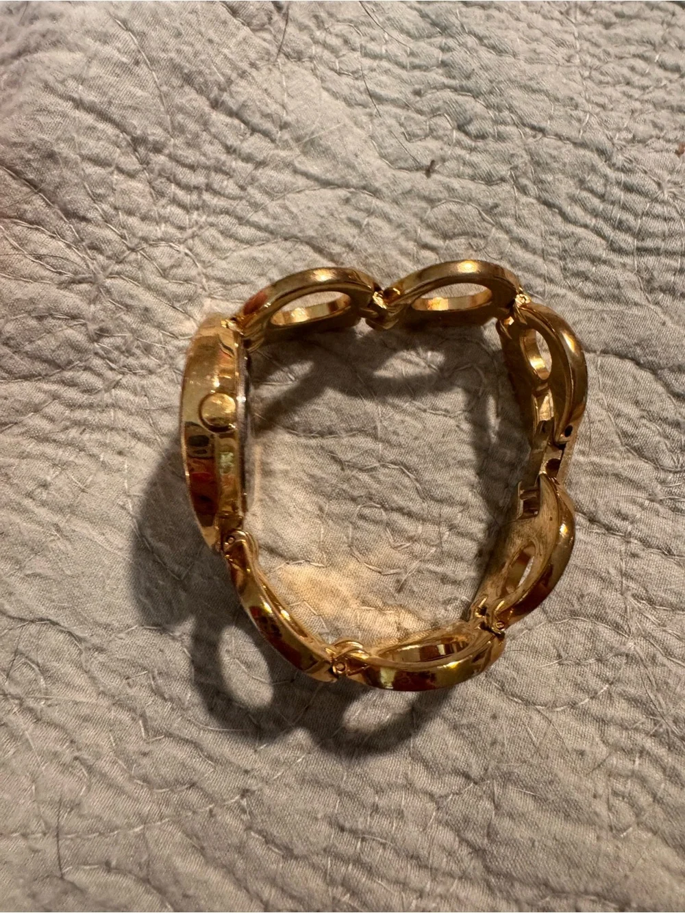 Seksy Gold Tone Round Link Bracelet Watch
